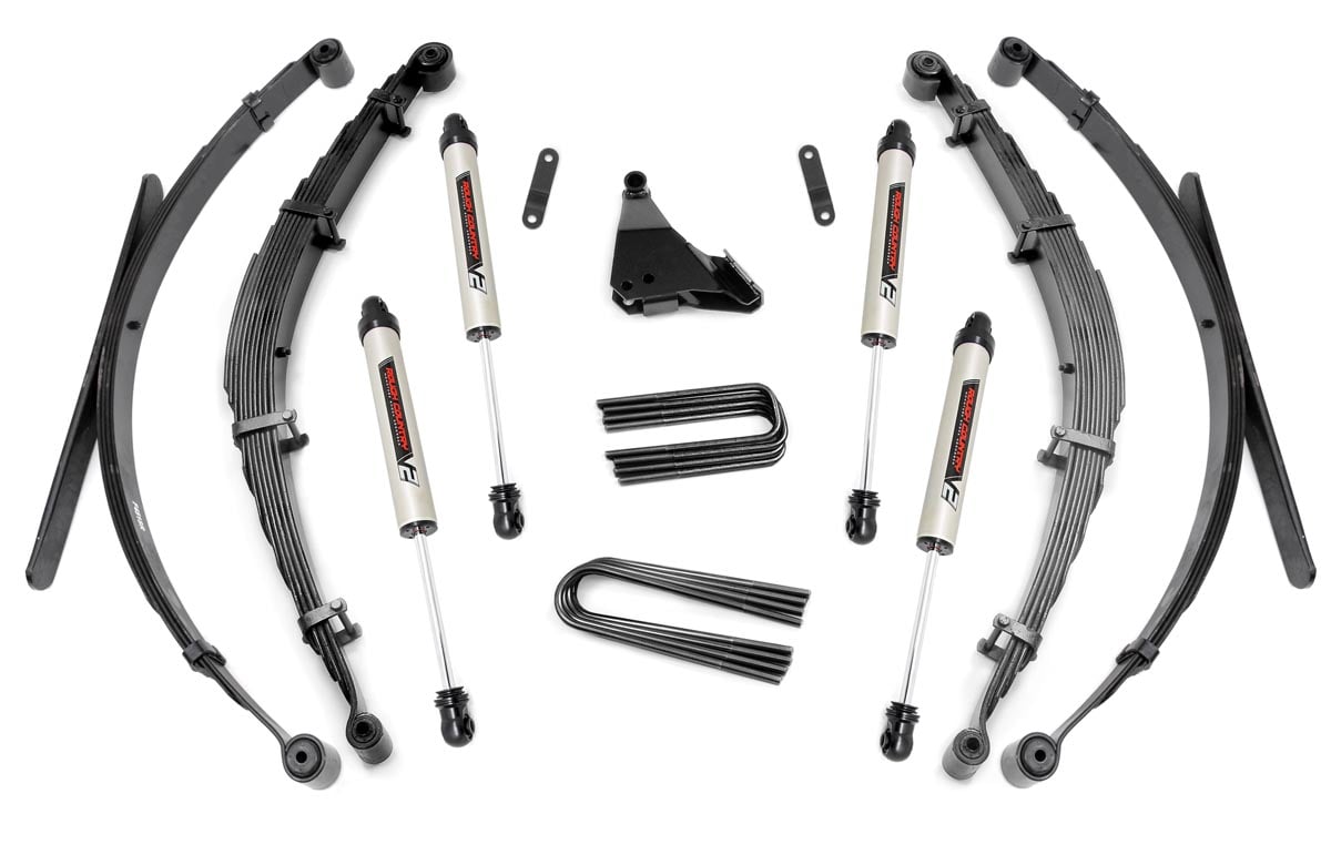 Ford F-350 Super Duty Suspension Lift Kit - Front + Rear - Rough Country - 4 Inch Lift Kit | Rear Springs | V2 - '99-'04
